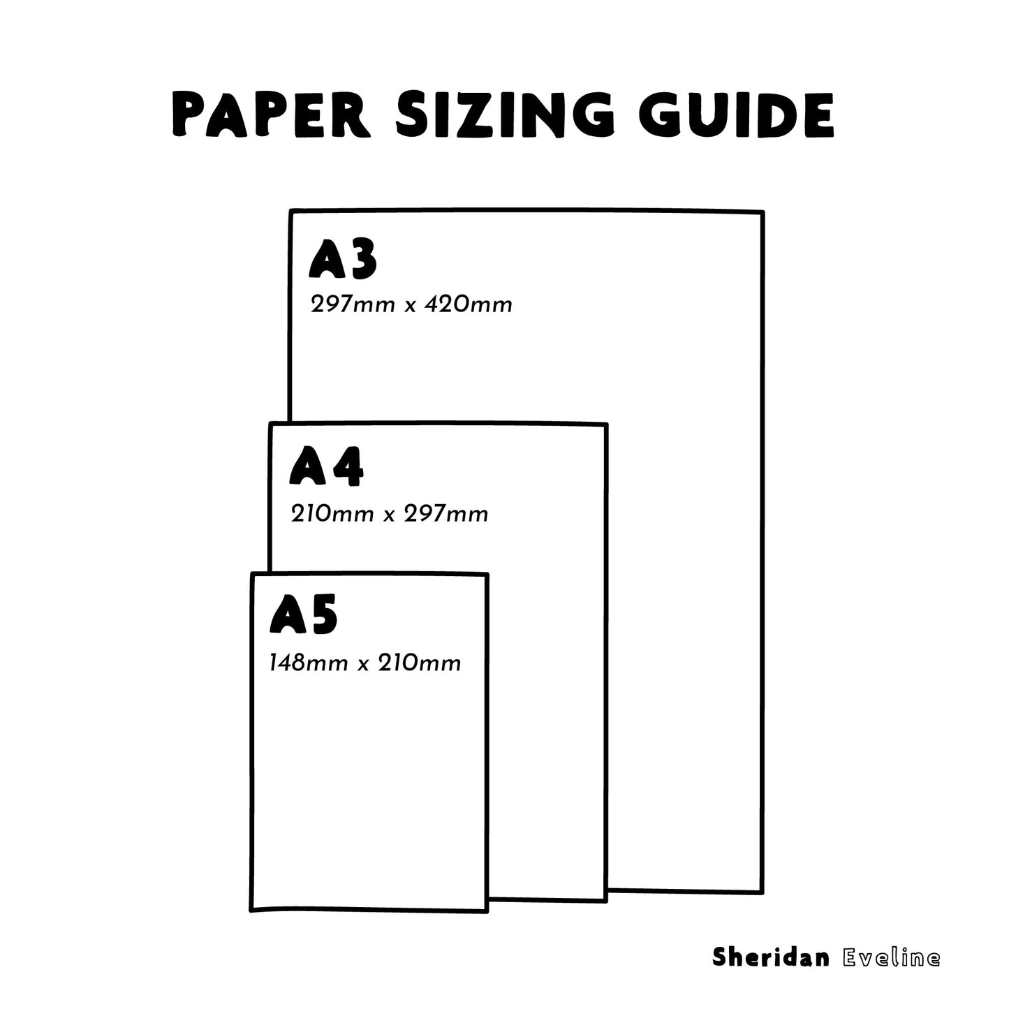 Sheridan Eveline - Paper Sizing Guide - A5, A4 & A3