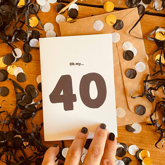40th Birthday Card - Funny 40th Greeting Card - Black & White - Brisbane Creative Sheridan Eveline