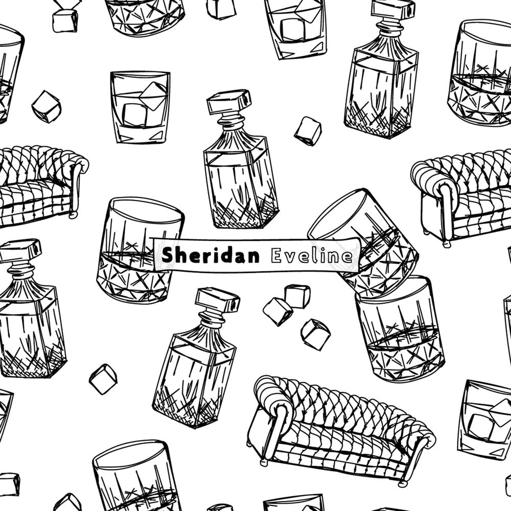 Sheridan Eveline - Brisbane Surface Pattern Designer - Black & White Pattern - Whisky On The Rocks