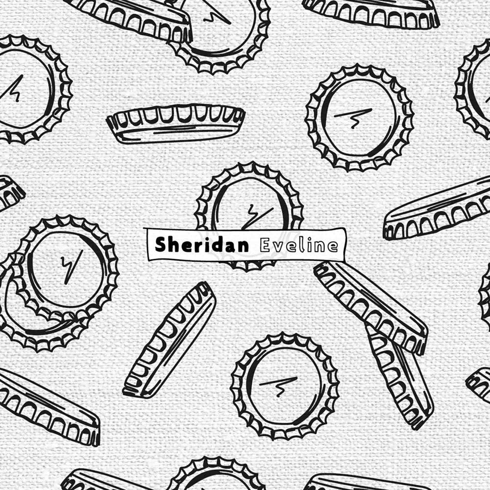 Sheridan Eveline - Brisbane Surface Pattern Designer - Black & White Pattern - Tops-Off Bottoms-Up Beer Bottle Caps