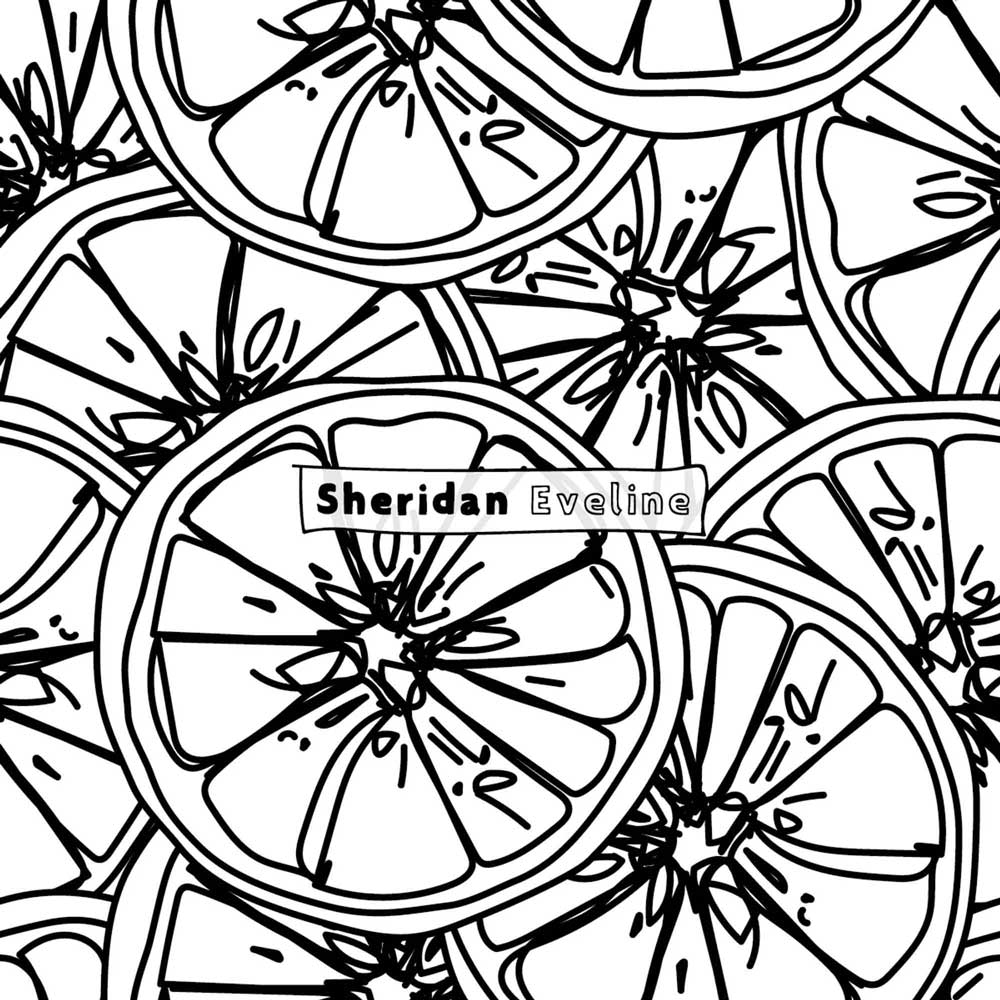 Sheridan Eveline - Brisbane Surface Pattern Designer - Black & White Pattern - Lemon Slices For Lemonade Or Cocktails