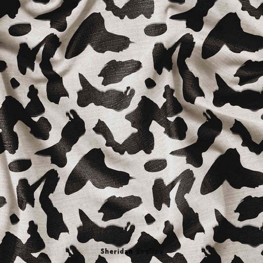 Sheridan Eveline - Brisbane Surface Pattern Designer - Black & White Pattern - Bird Swoops Rabbit. Available For License.