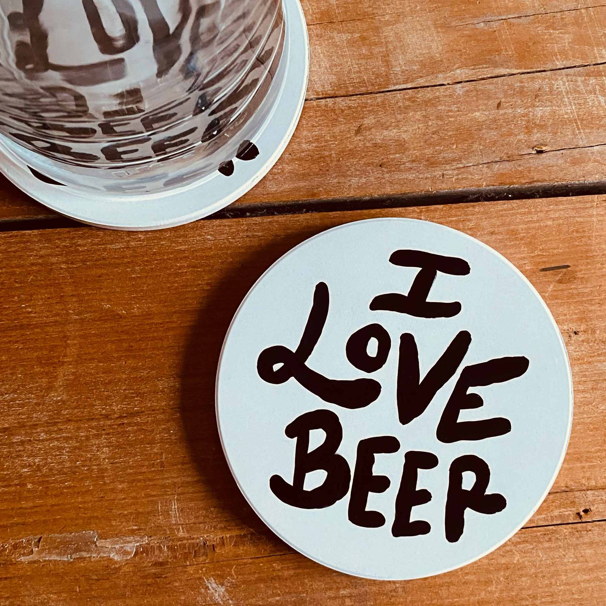 "I Love Heart Whiskey" Plastic Coaster – 80x80mm Clear Beer Mat For Mugs & Bottles