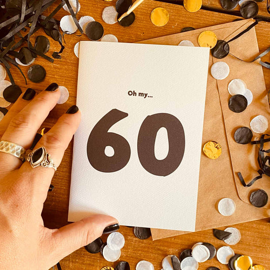 Funny 60th Greeting Card - Black & White - Brisbane Creative Sheridan Eveline