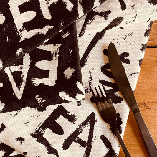 Sheridan Eveline Designer Black And White Tablecloth I Love Eating For The Foodie