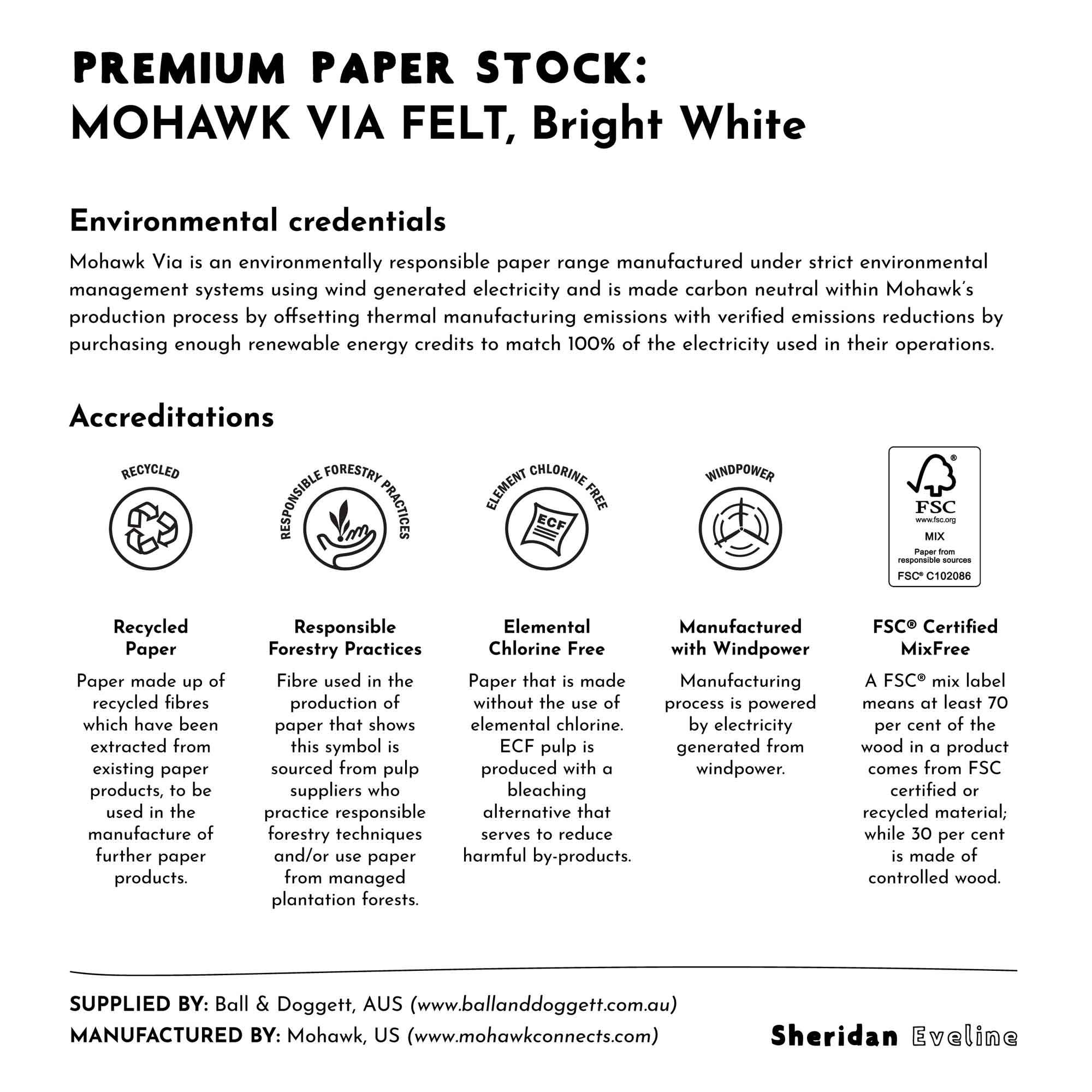 Sheridan Eveline Paper Credentials: Luxe, High-End, Environmentally Conscious 216gsm Felt Via Stock by Mohawk