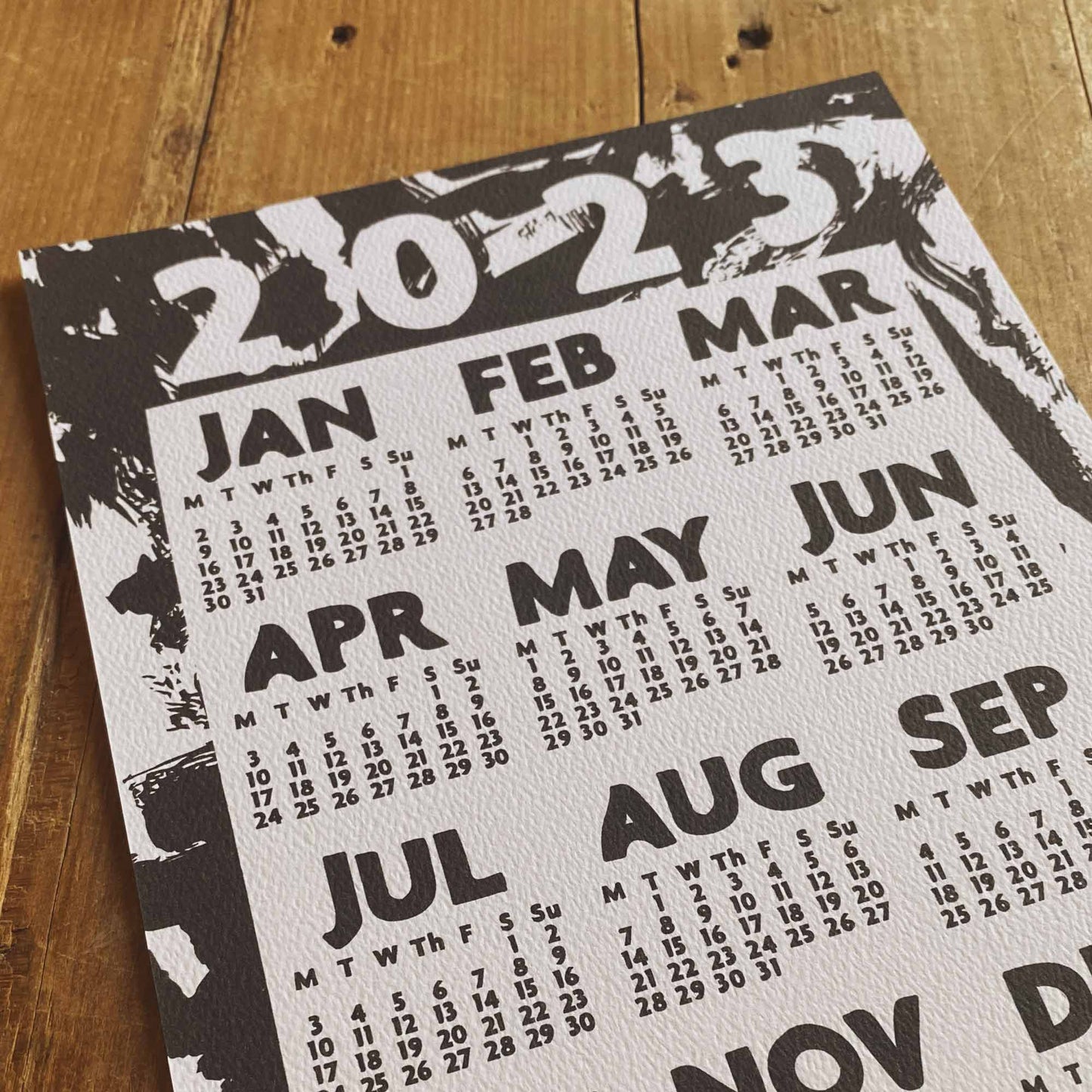 2023 Designer Wall Calendar Black And White By Local Brisbane Artist