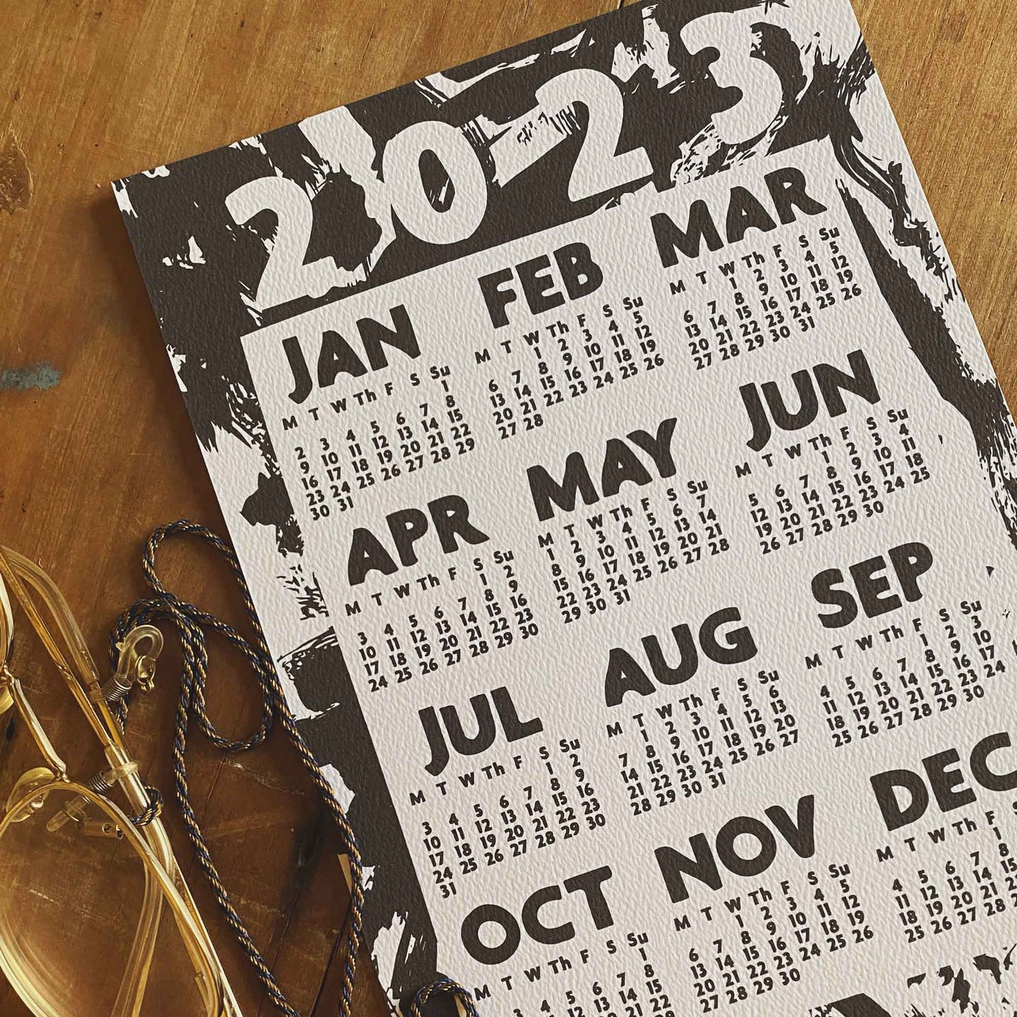 2023 Designer Black And White Desk Calendar