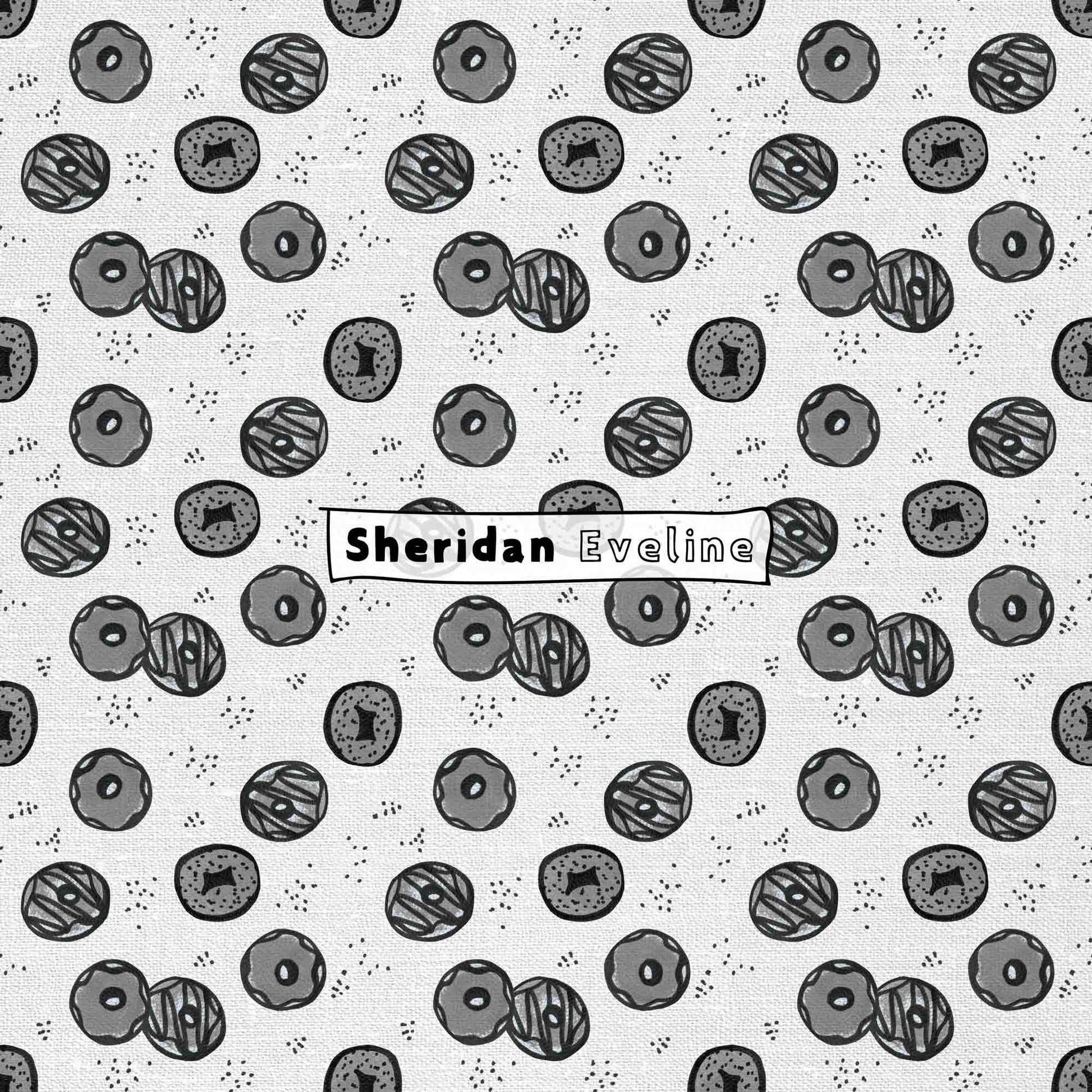 Sheridan Eveline - Brisbane Surface Pattern Designer - Black & White Pattern - Donut Ask