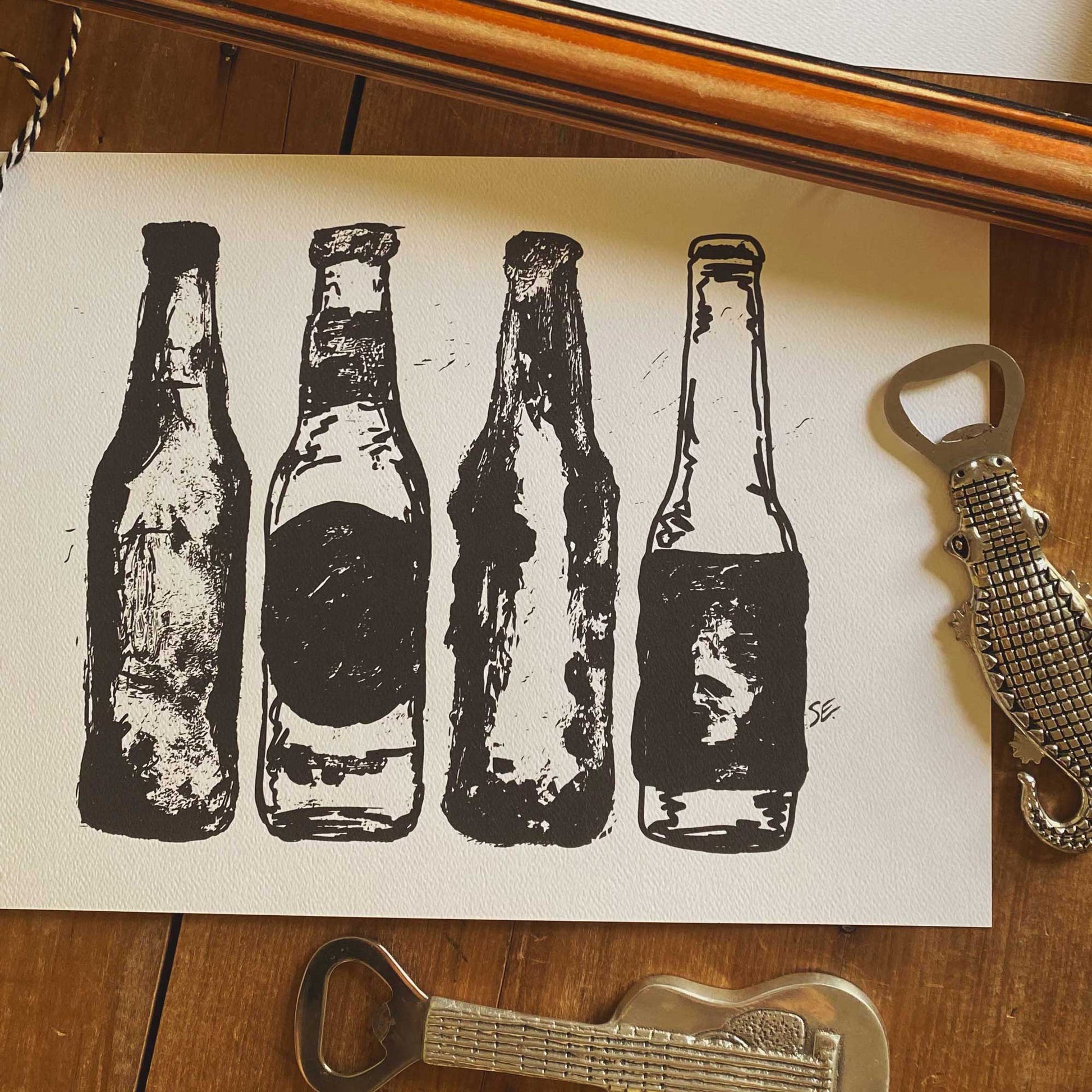 Beer Bottle Art Print Australia
