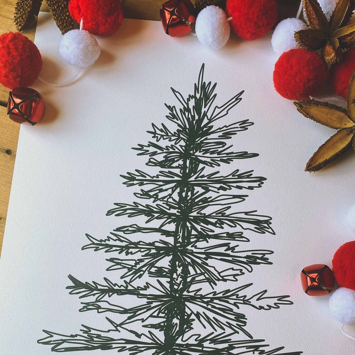 Scruffy Christmas Tree - Christmas Wall Decoration - Illustrated Christmas Tree By Sheridan Eveline